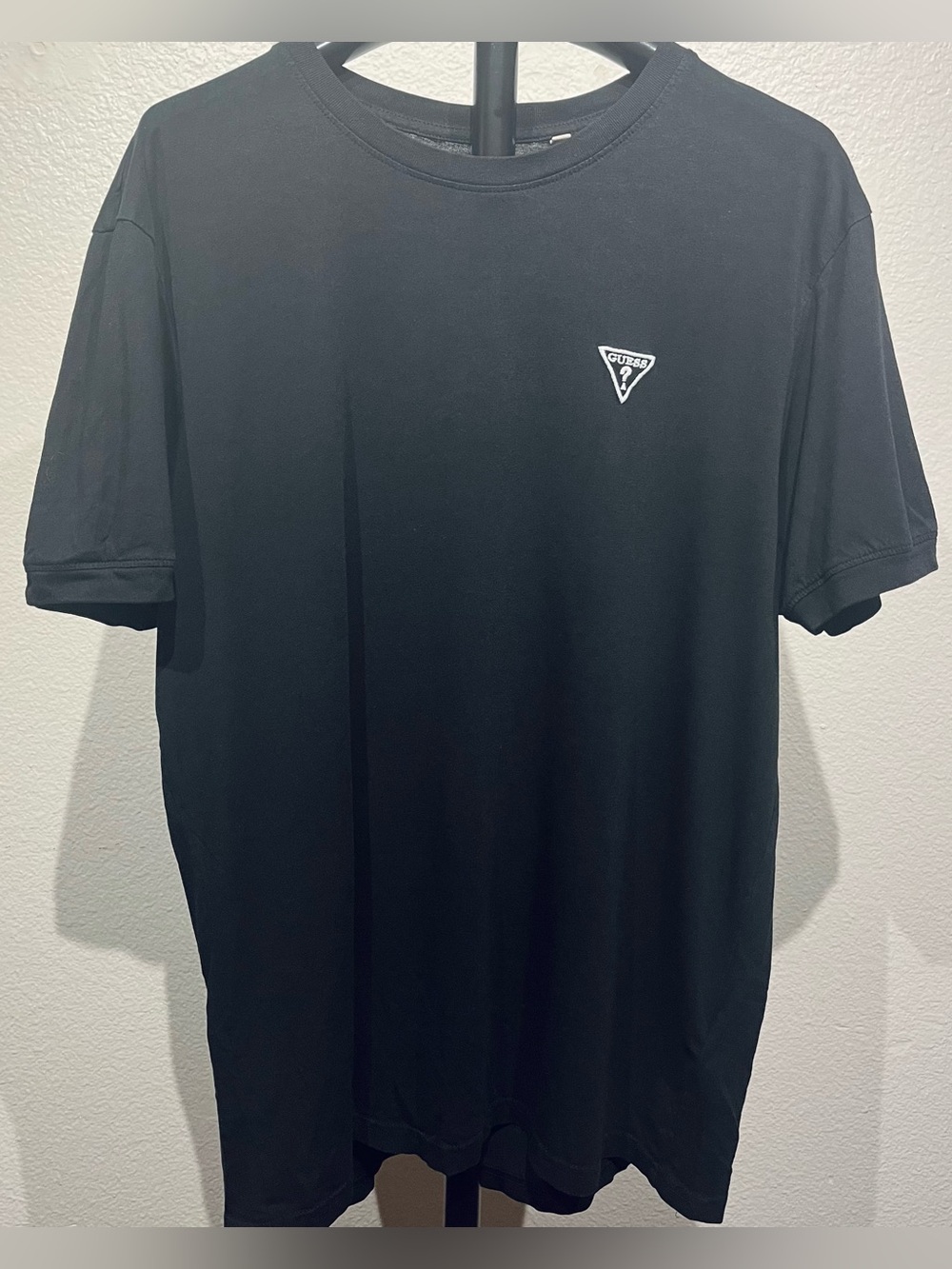 Guess Black Modal-Combed Cotton Blend Short Sleeve Logo Tee - Size L (Women’s